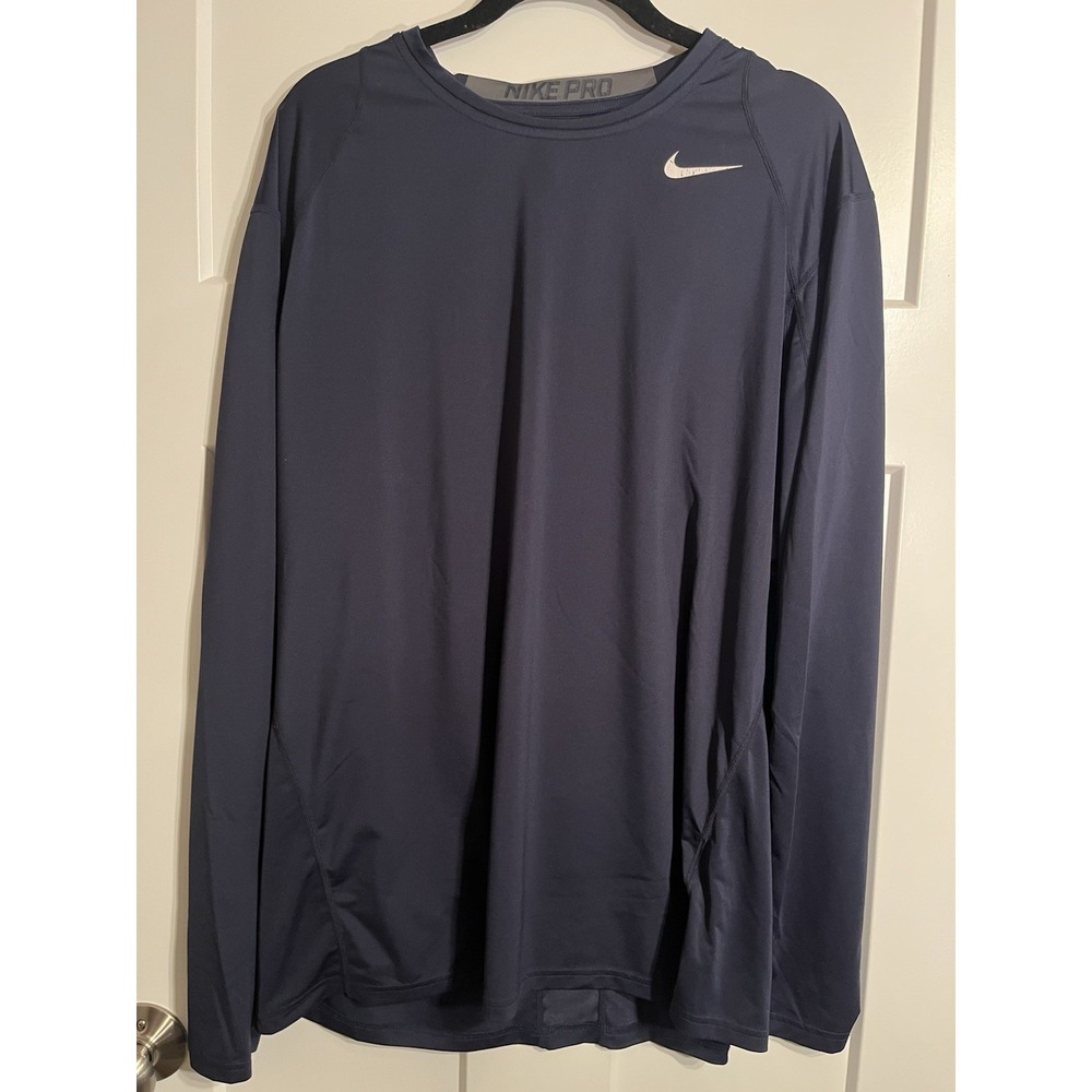 Nike Pro Dri-FIT Men's XL Long Sleeve Training Shirt Navy Blue